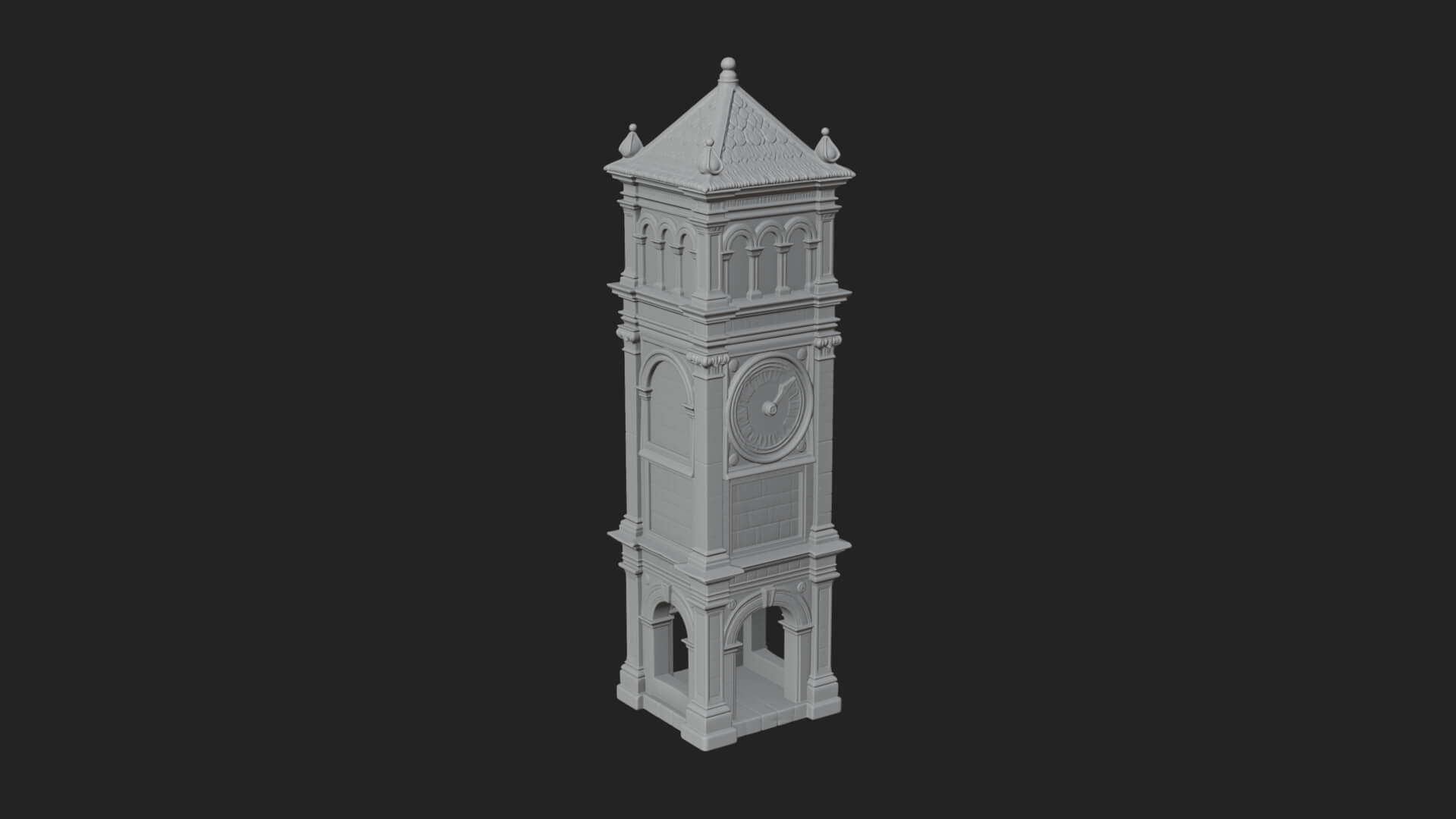 Stone Clock Tower Design 8 3D Print Model 3D Model
