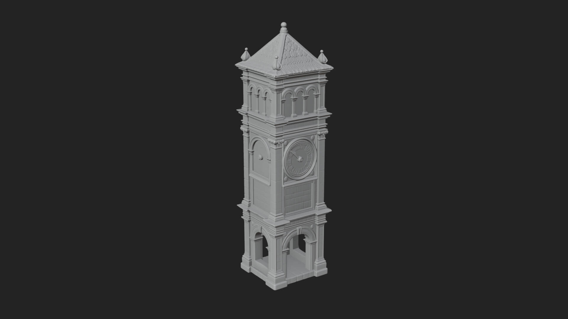 Stone Clock Tower Design 8 3D Print Model 3D Model