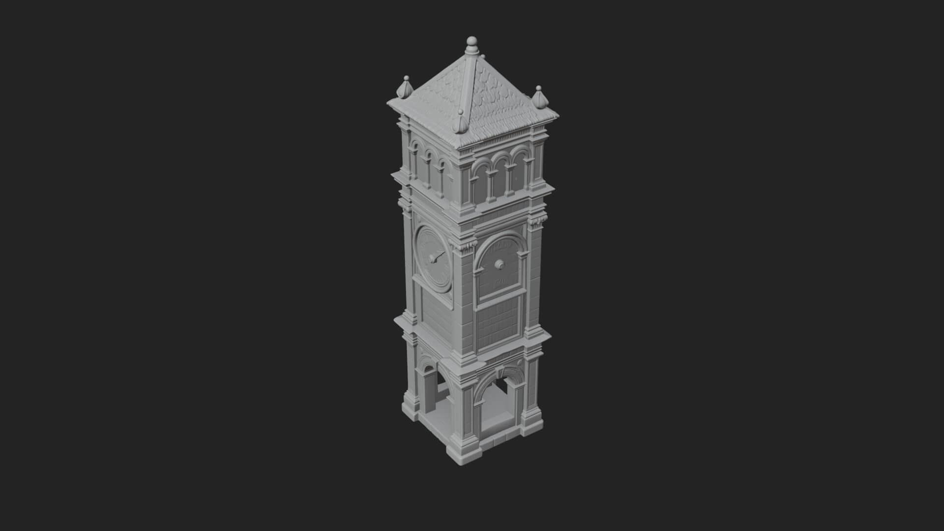 Stone Clock Tower Design 8 3D Print Model 3D Model
