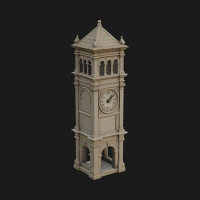 Stone Clock Tower Design 8 3D Print Model