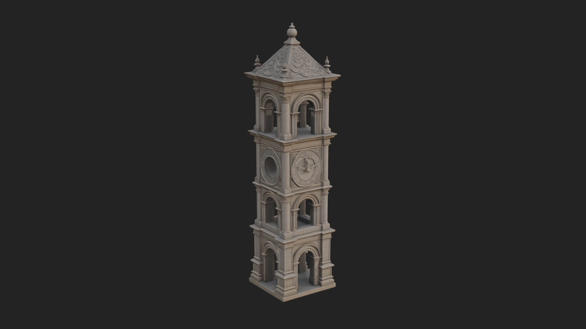 Stone Clock Tower Design 9 3D Print Model 3D Model