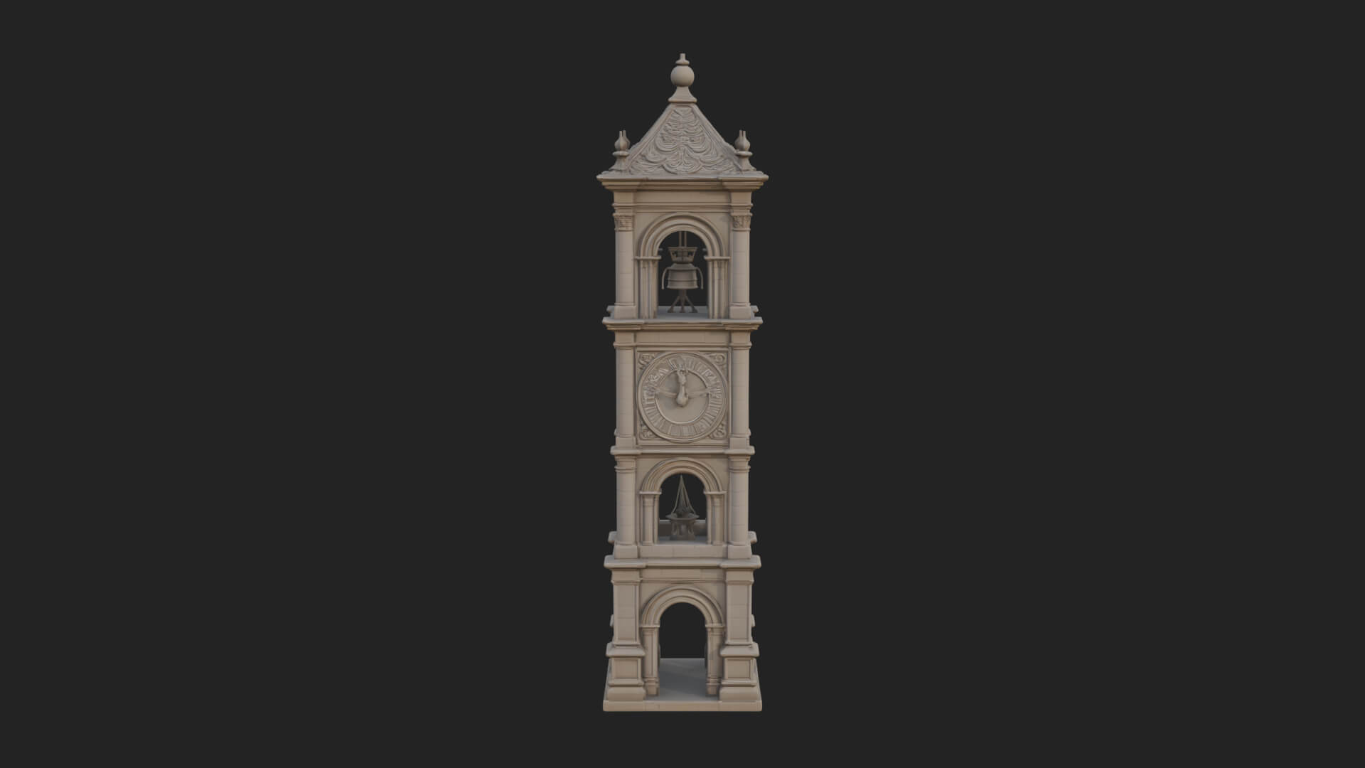 Stone Clock Tower Design 9 3D Print Model 3D Model