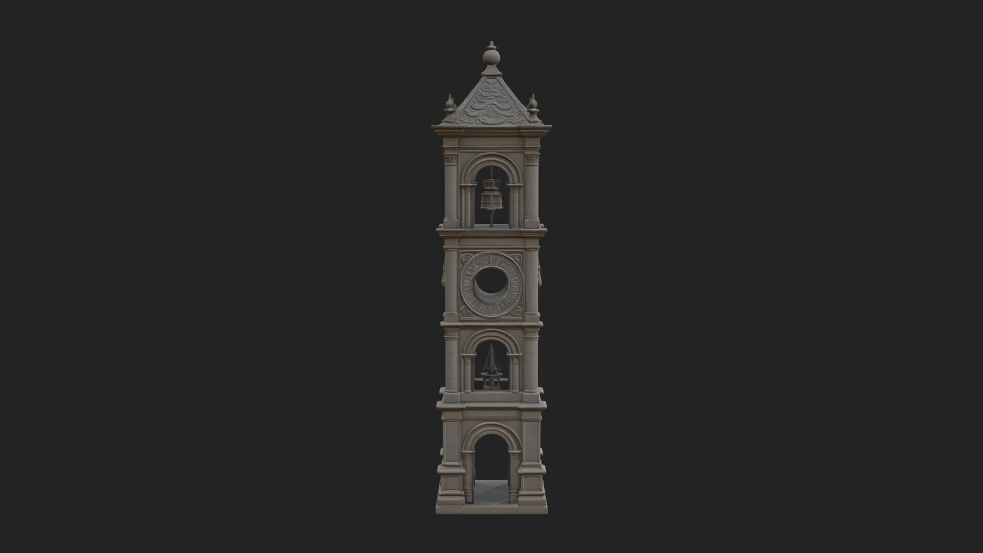 Stone Clock Tower Design 9 3D Print Model 3D Model