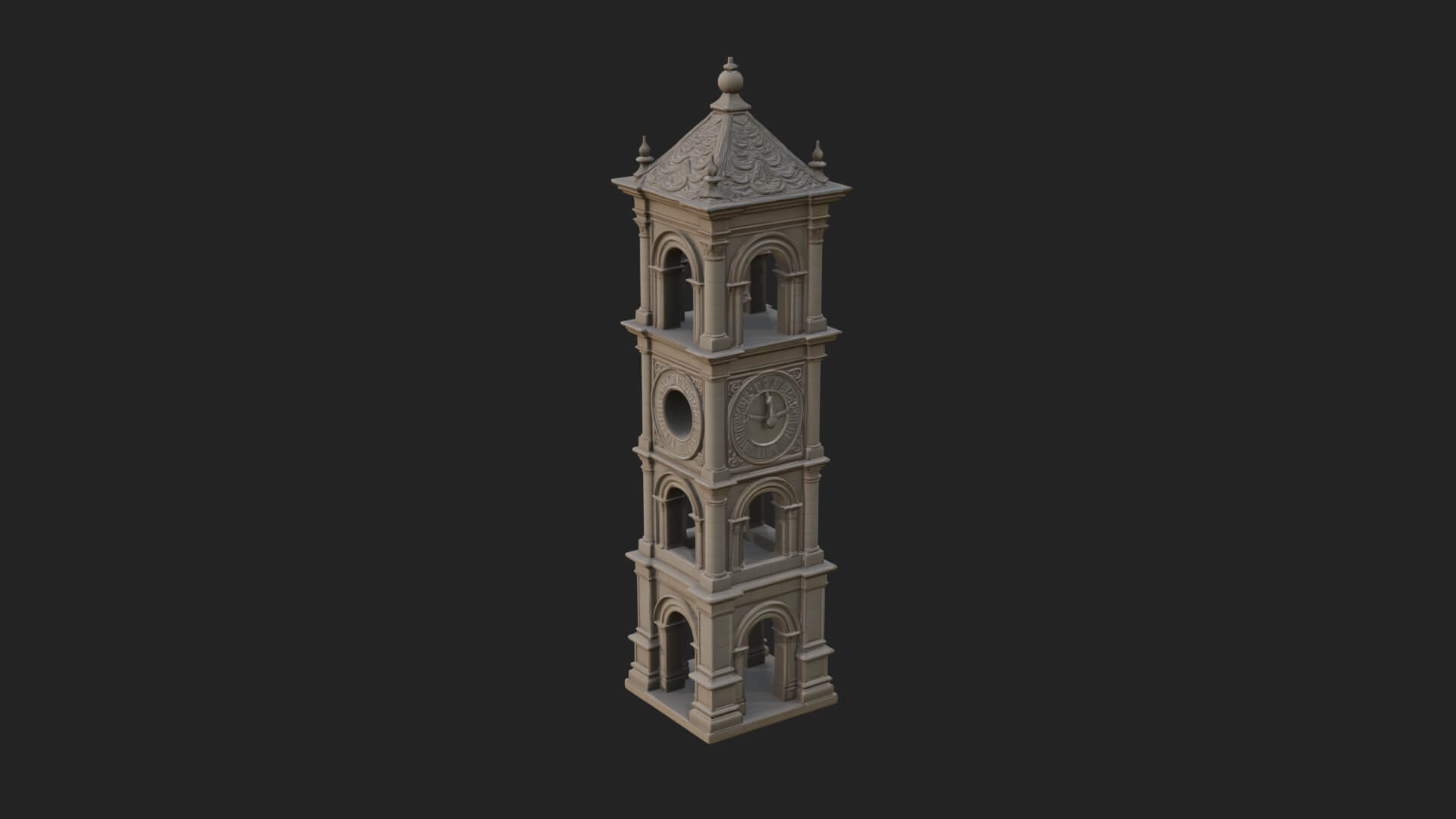 Stone Clock Tower Design 9 3D Print Model 3D Model