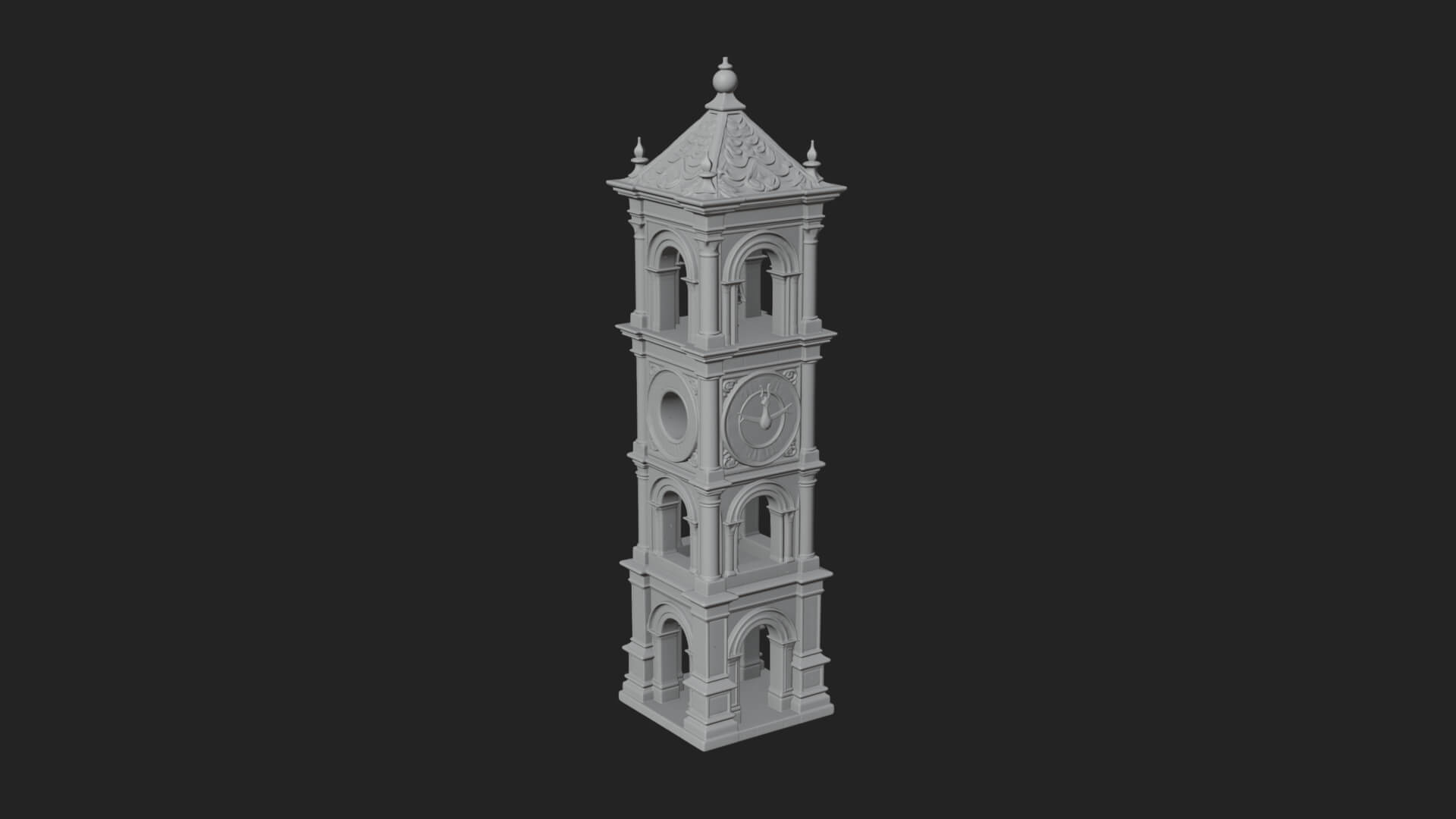 Stone Clock Tower Design 9 3D Print Model 3D Model