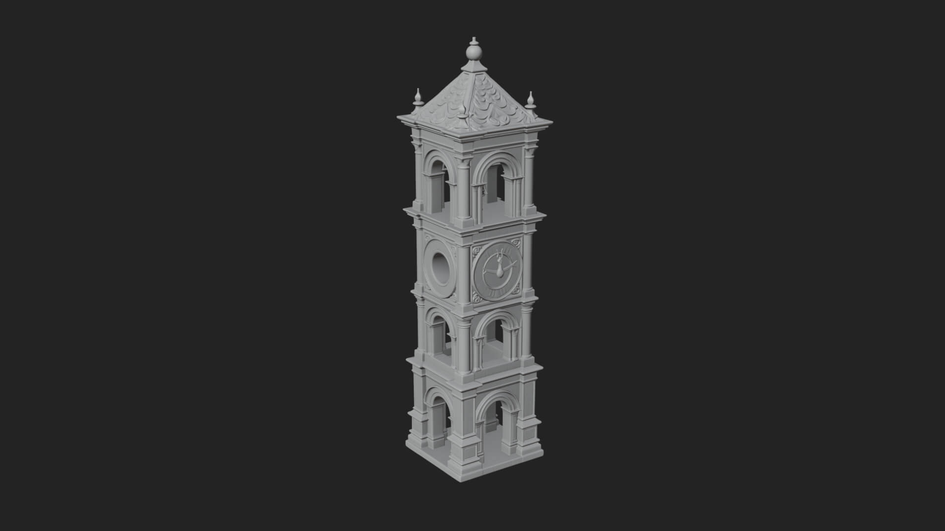 Stone Clock Tower Design 9 3D Print Model 3D Model