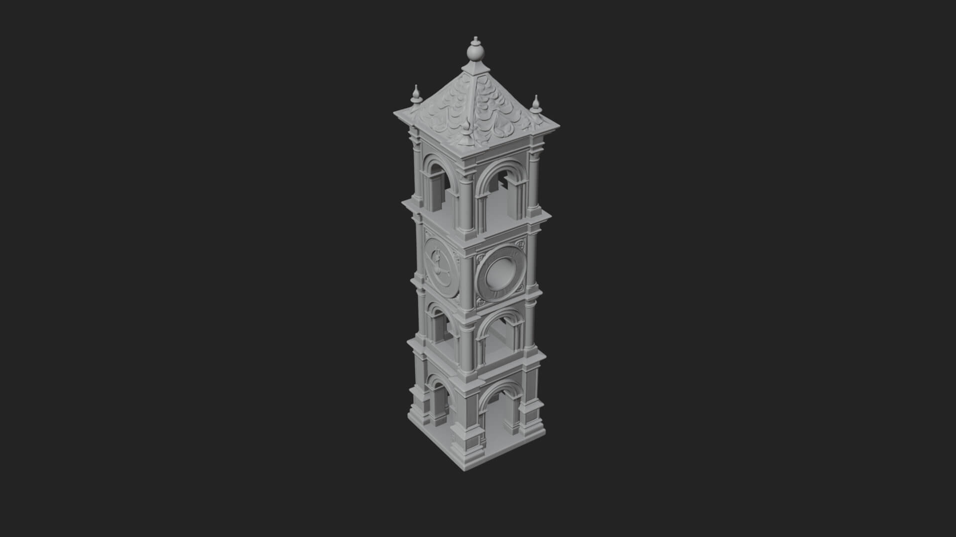 Stone Clock Tower Design 9 3D Print Model 3D Model