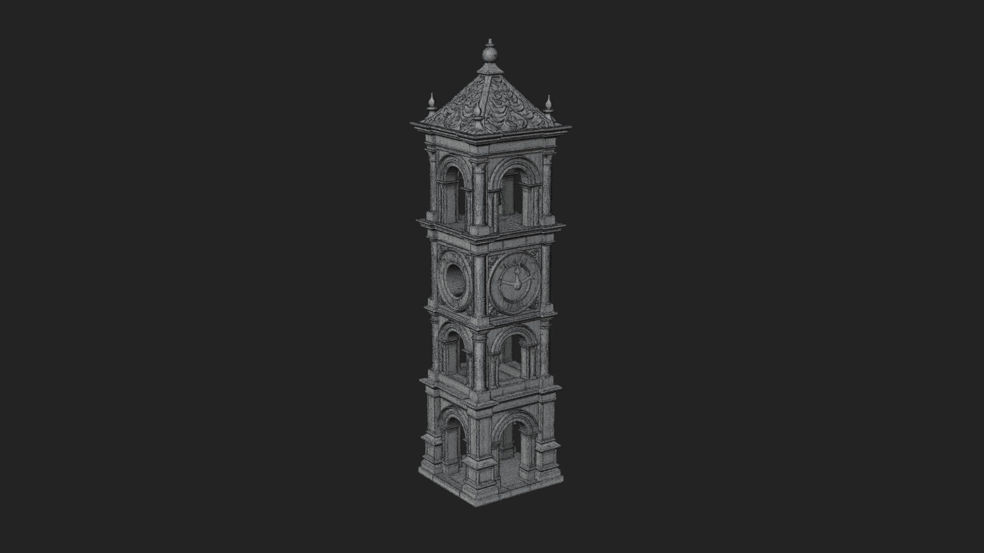 Stone Clock Tower Design 9 3D Print Model 3D Model