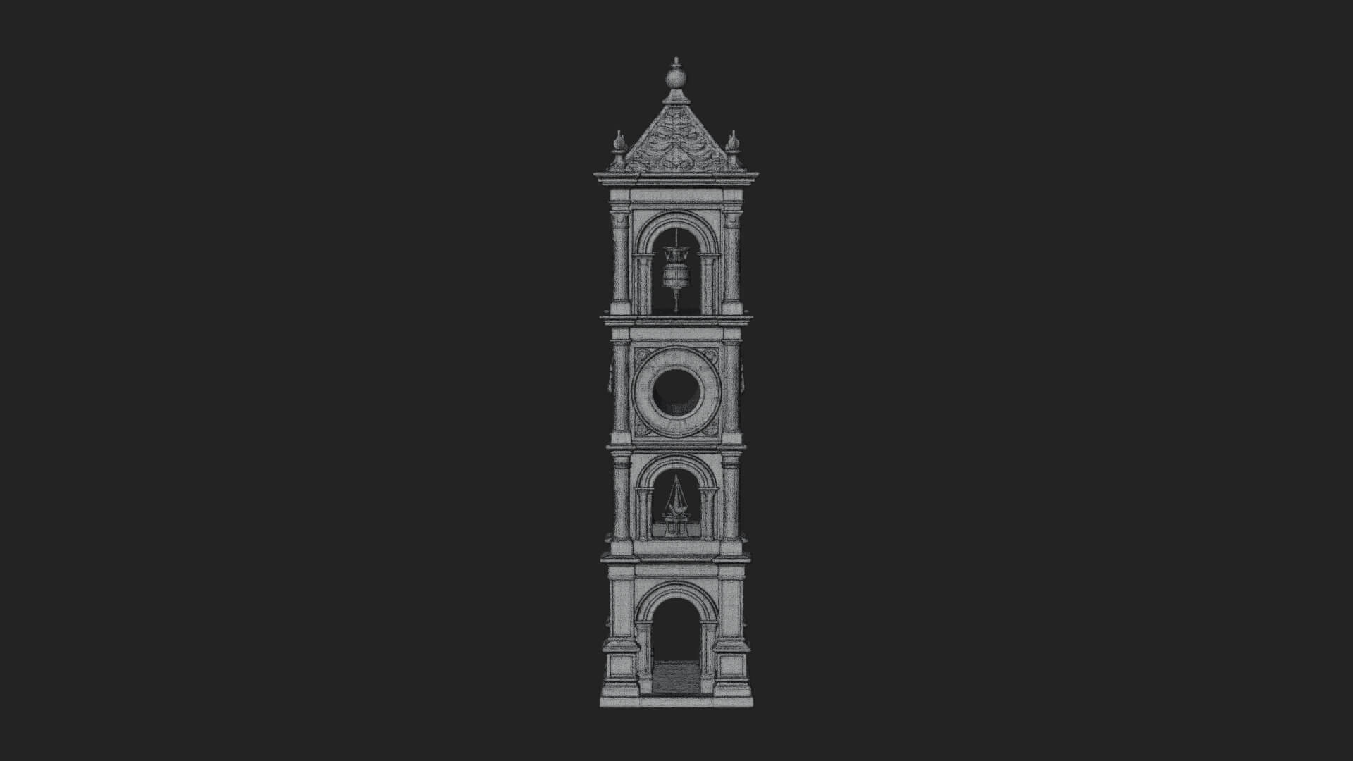 Stone Clock Tower Design 9 3D Print Model 3D Model