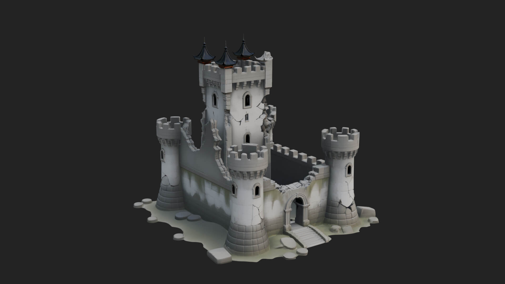 Stone Fortress Castle Design 12 3D Print Model 3D Model
