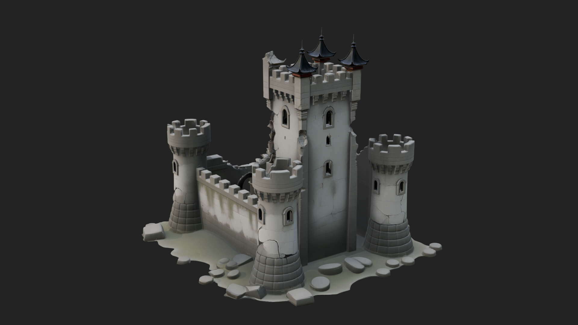 Stone Fortress Castle Design 12 3D Print Model 3D Model