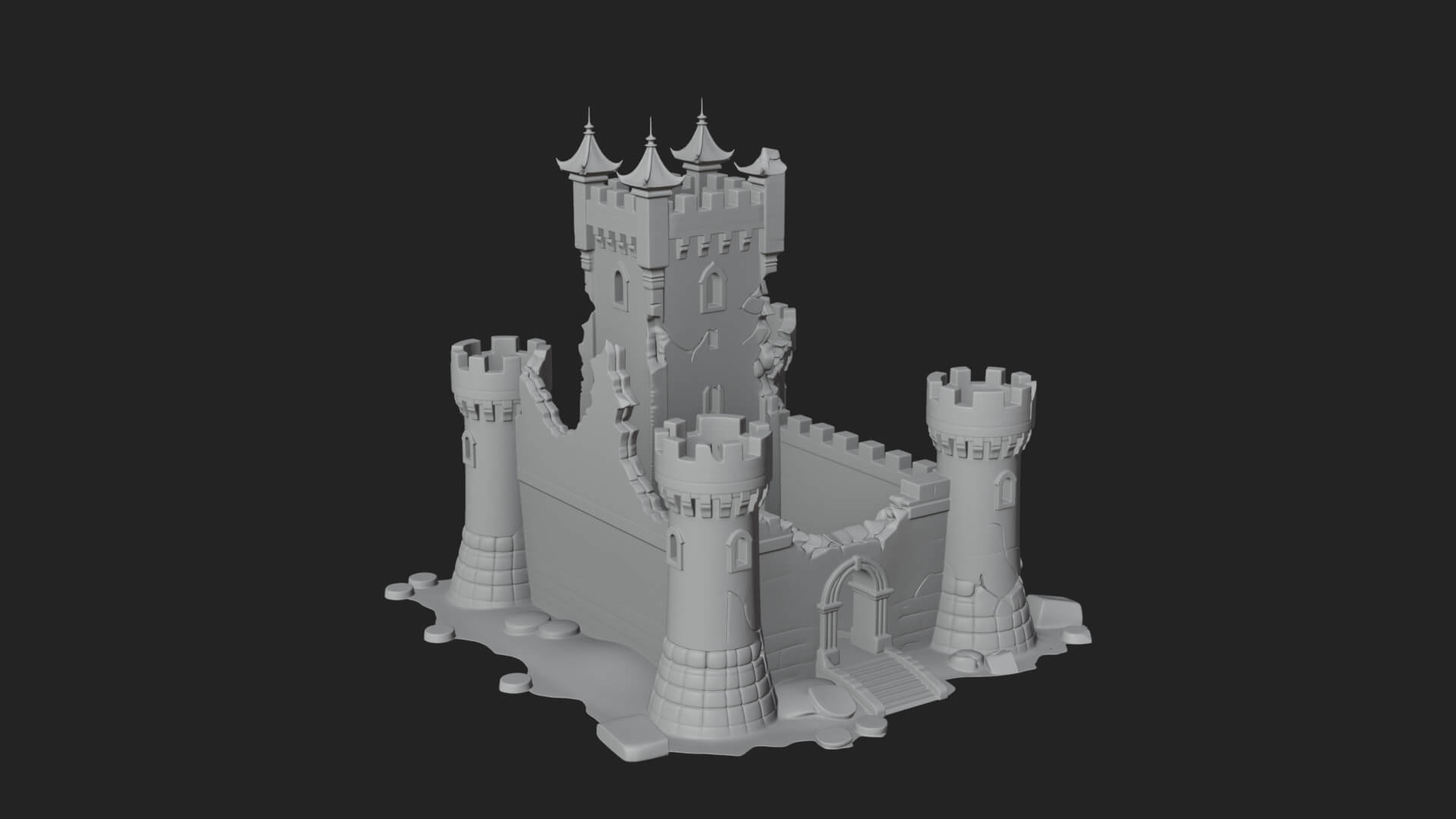 Stone Fortress Castle Design 12 3D Print Model 3D Model
