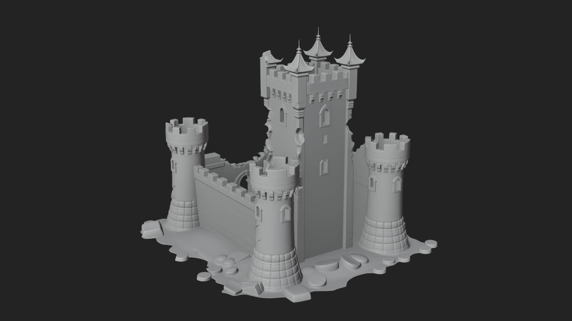 Stone Fortress Castle Design 12 3D Print Model 3D Model