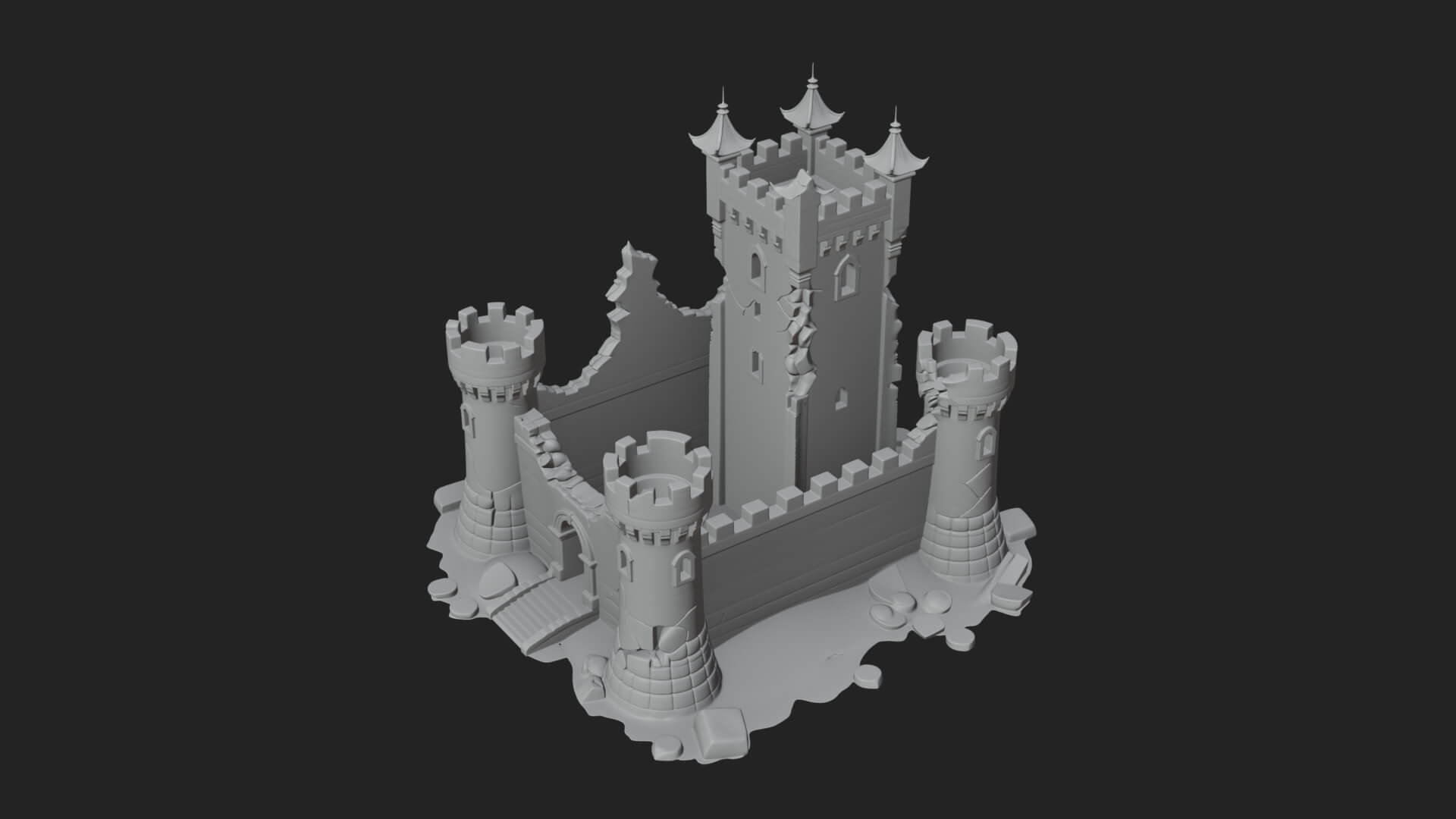 Stone Fortress Castle Design 12 3D Print Model 3D Model