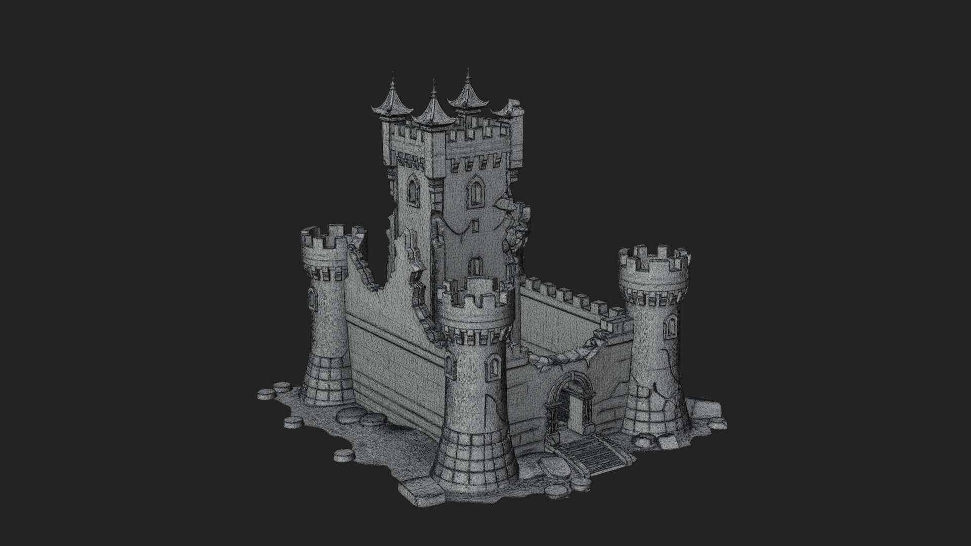 Stone Fortress Castle Design 12 3D Print Model 3D Model