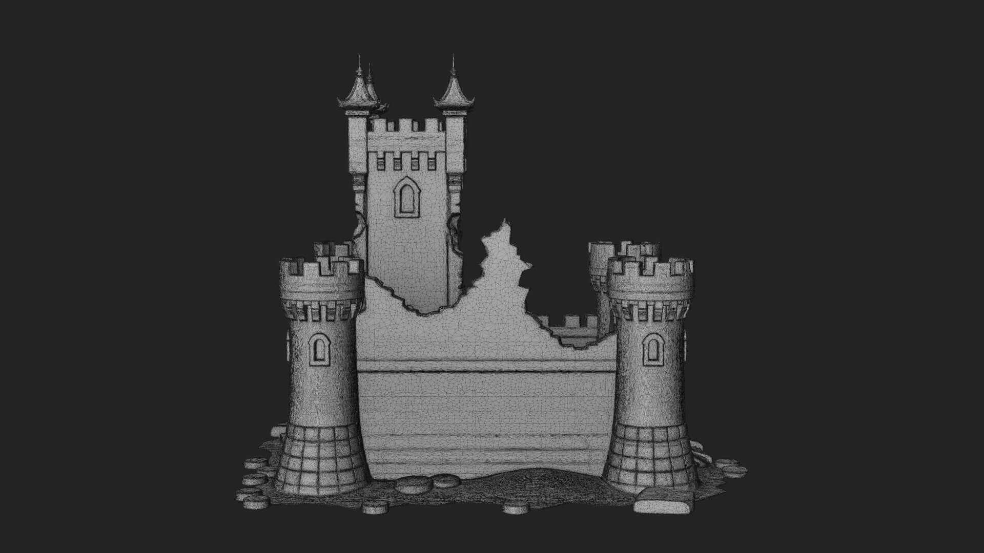 Stone Fortress Castle Design 12 3D Print Model 3D Model
