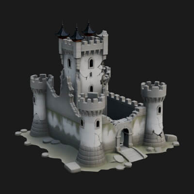 Stone Fortress Castle Design 12 3D Print Model