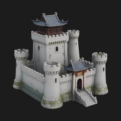 Stone Fortress Castle Design 6 3D Print Model