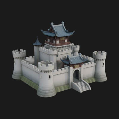 Stone Fortress Castle Design 7 3D Print Model