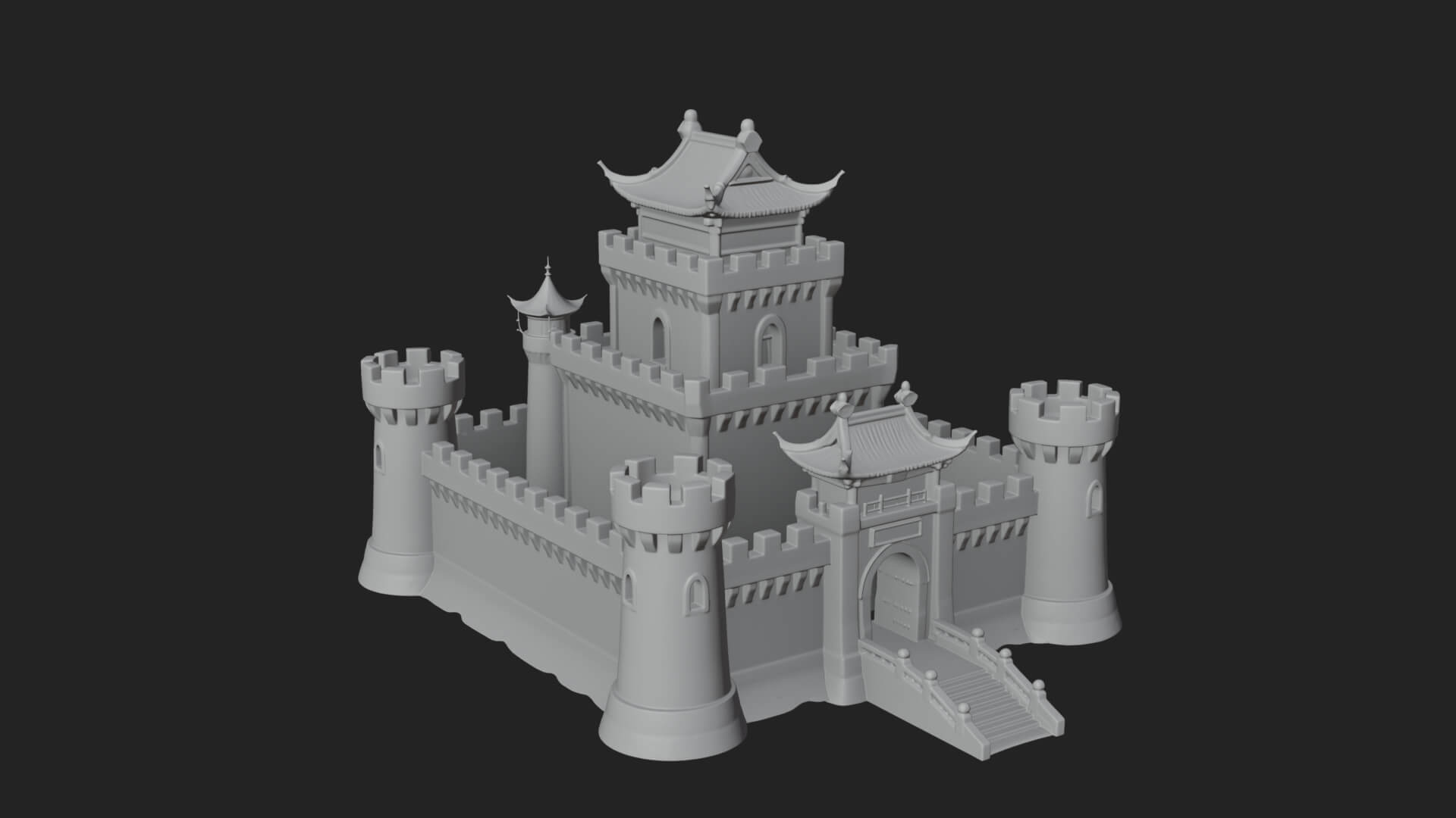 Stone Fortress Castle Design 9 3d Print Model 3D Model