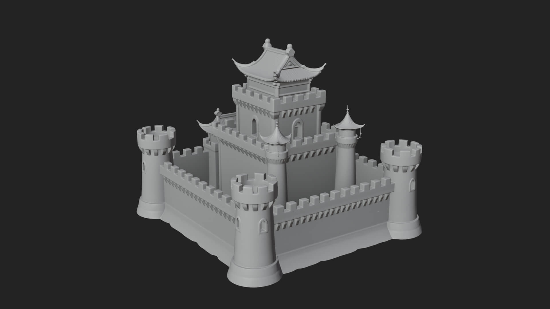 Stone Fortress Castle Design 9 3d Print Model 3D Model