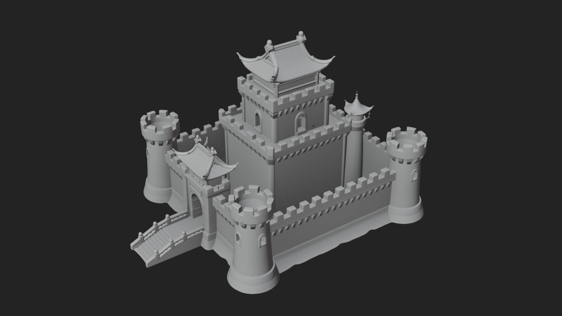 Stone Fortress Castle Design 9 3d Print Model 3D Model