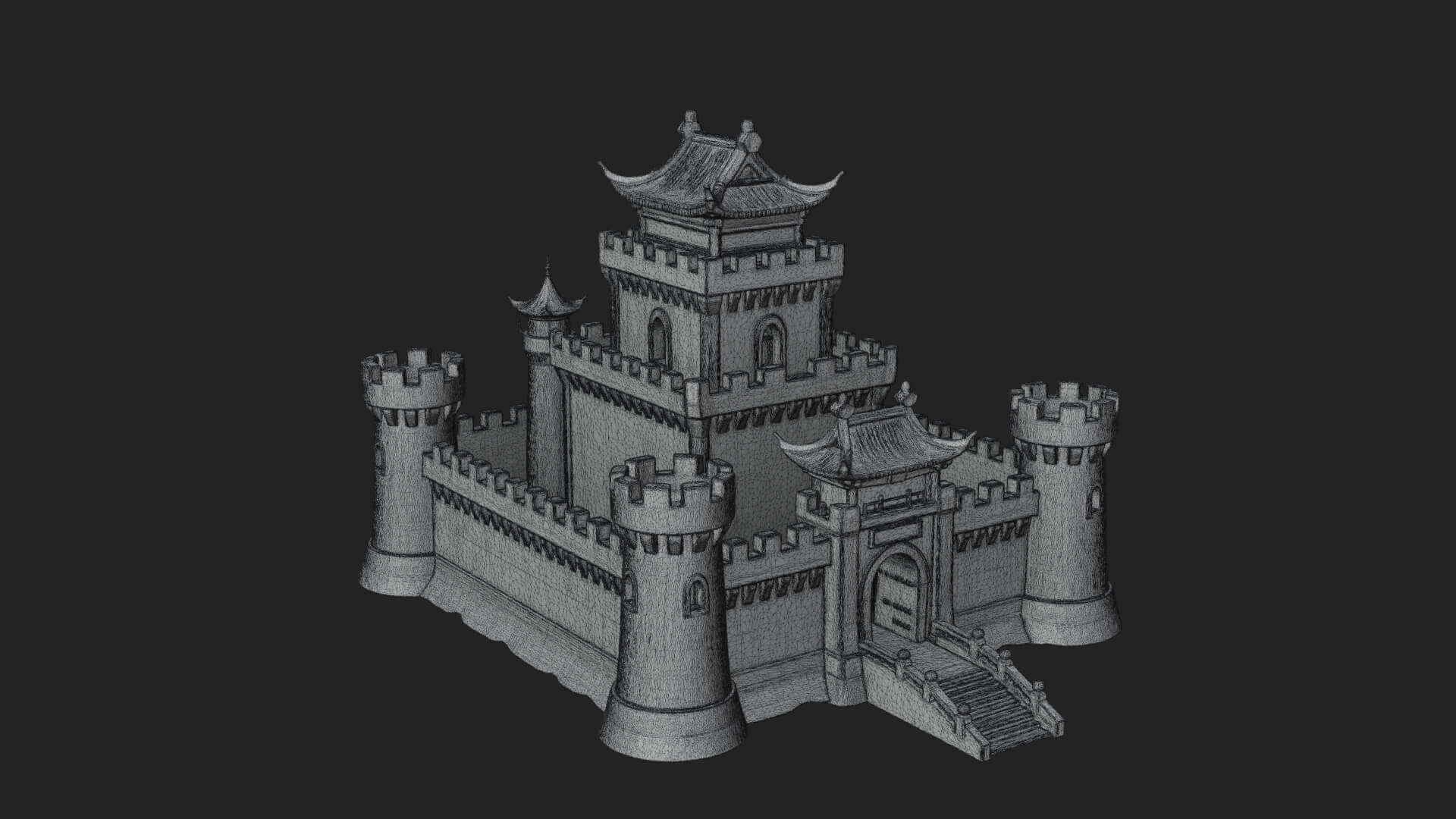 Stone Fortress Castle Design 9 3d Print Model 3D Model
