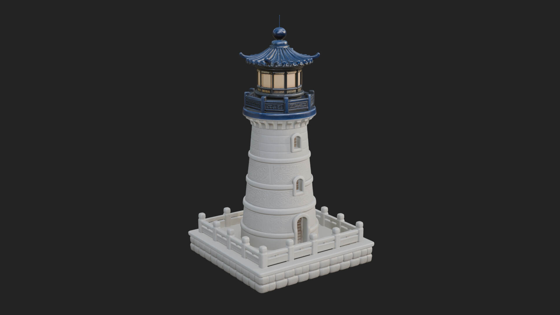 Stone Lighthouse Tower Design 1 3D Print Model 3D Model