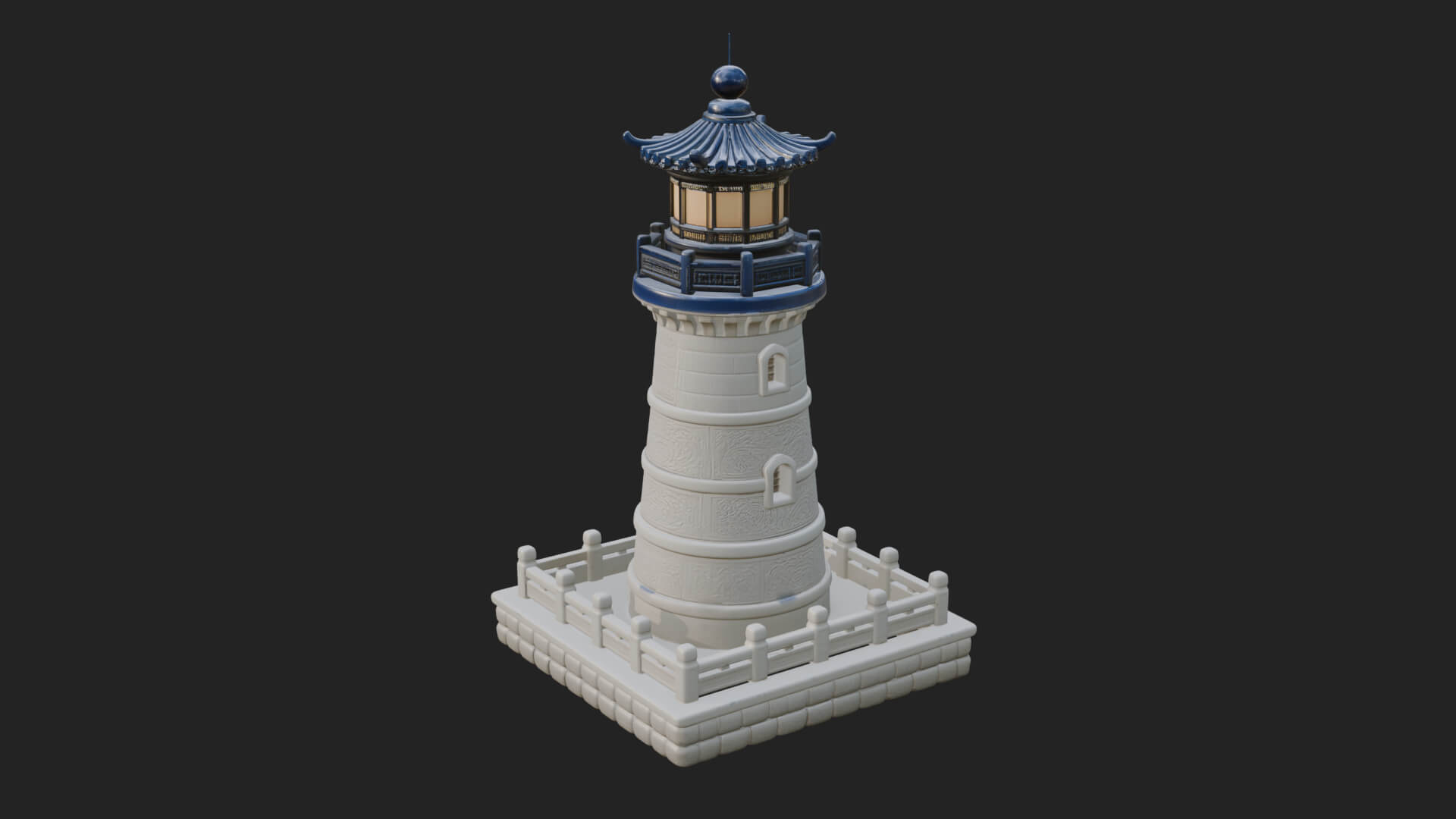 Stone Lighthouse Tower Design 1 3D Print Model 3D Model