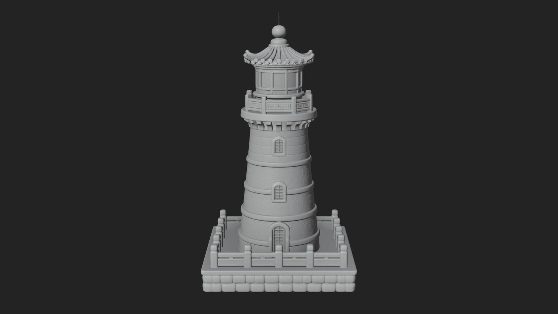 Stone Lighthouse Tower Design 1 3D Print Model 3D Model