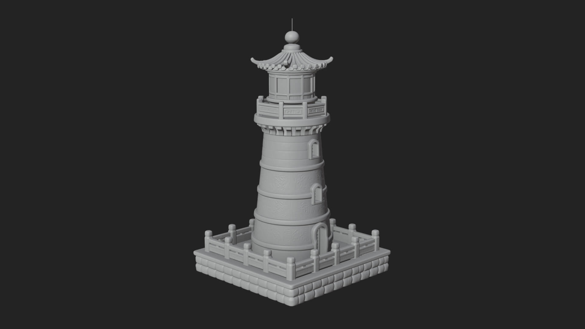 Stone Lighthouse Tower Design 1 3D Print Model 3D Model