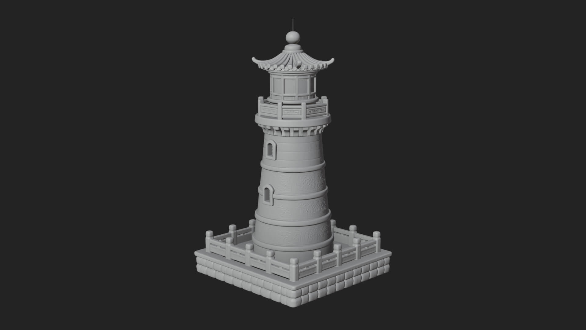 Stone Lighthouse Tower Design 1 3D Print Model 3D Model