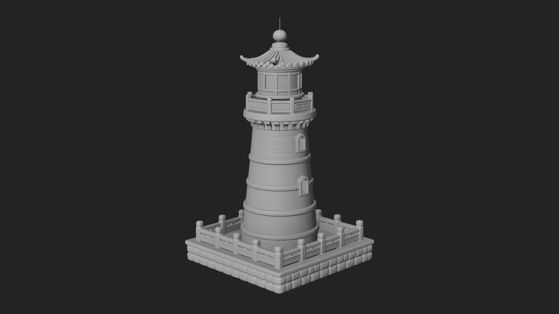 Stone Lighthouse Tower Design 1 3D Print Model 3D Model