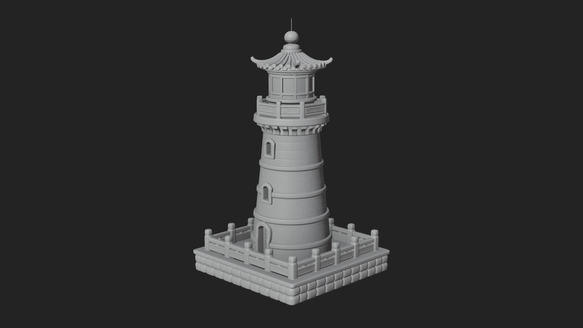 Stone Lighthouse Tower Design 1 3D Print Model 3D Model