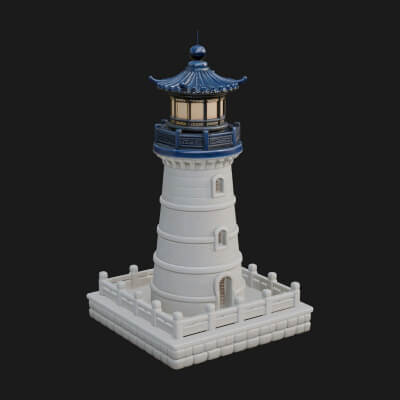 Stone Lighthouse Tower Design 1 3D Print Model