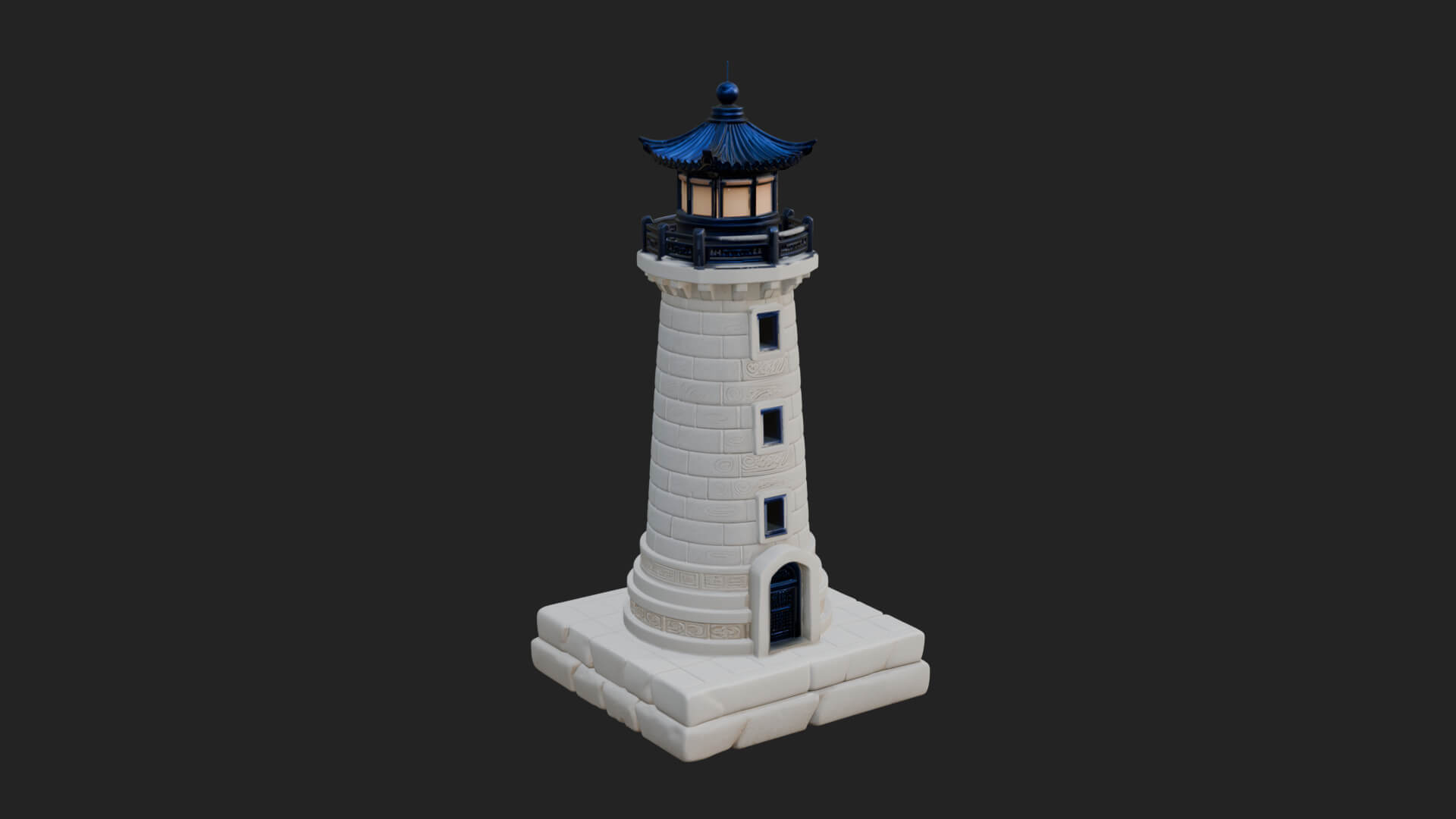Stone Lighthouse Tower Design 2 3D Print Model 3D Model