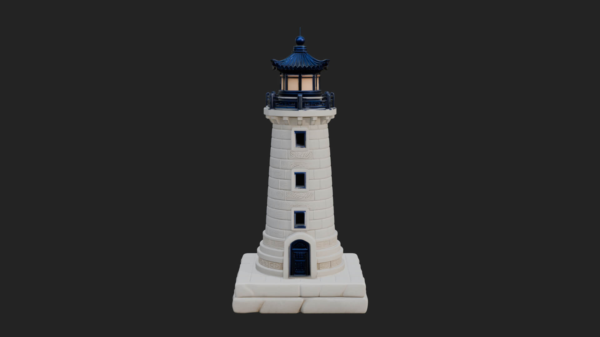Stone Lighthouse Tower Design 2 3D Print Model 3D Model