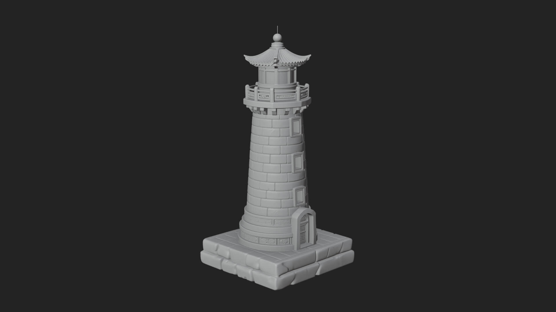 Stone Lighthouse Tower Design 2 3D Print Model 3D Model