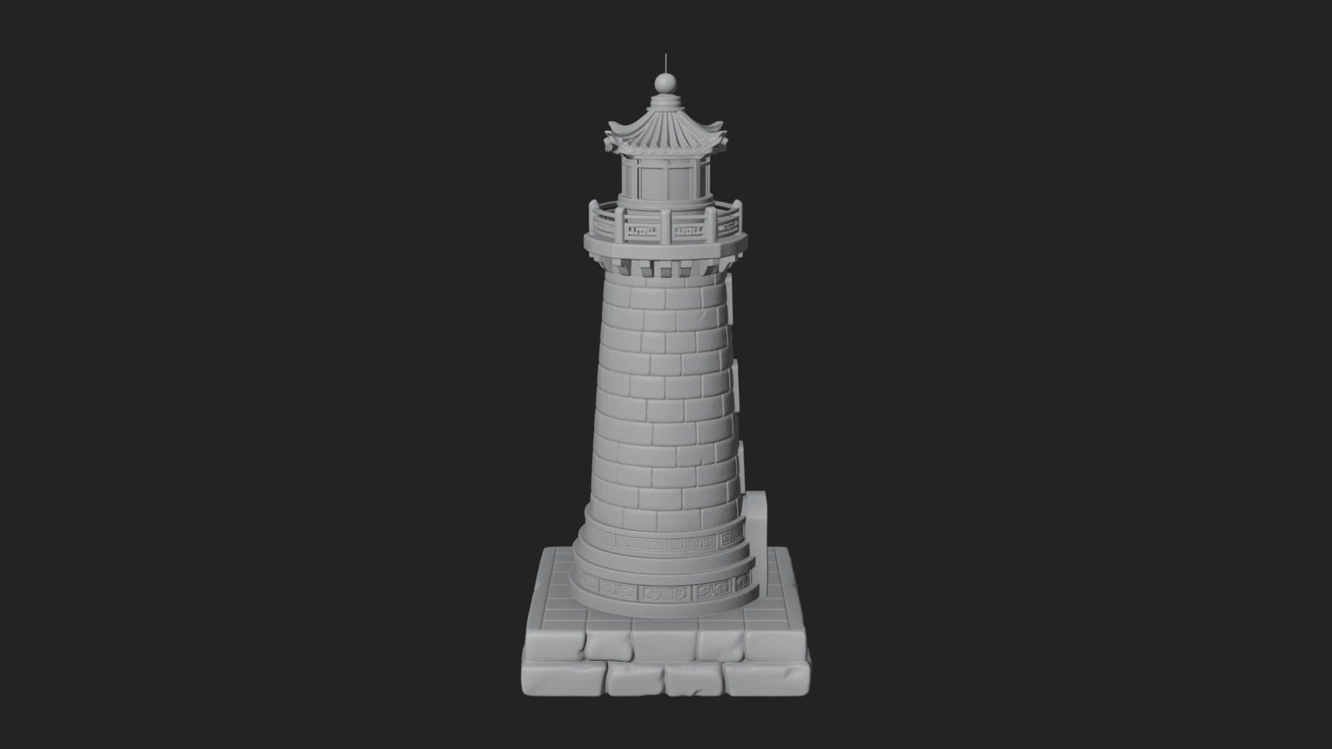 Stone Lighthouse Tower Design 2 3D Print Model 3D Model