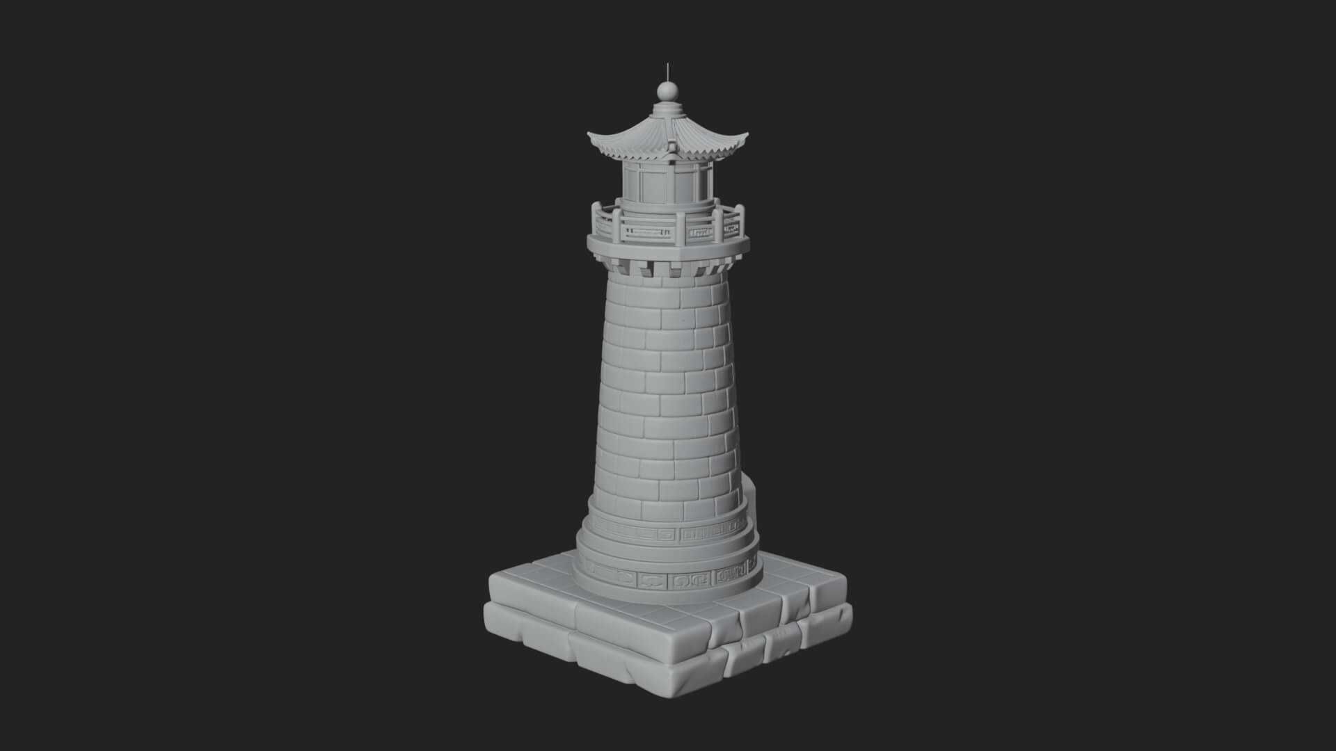 Stone Lighthouse Tower Design 2 3D Print Model 3D Model