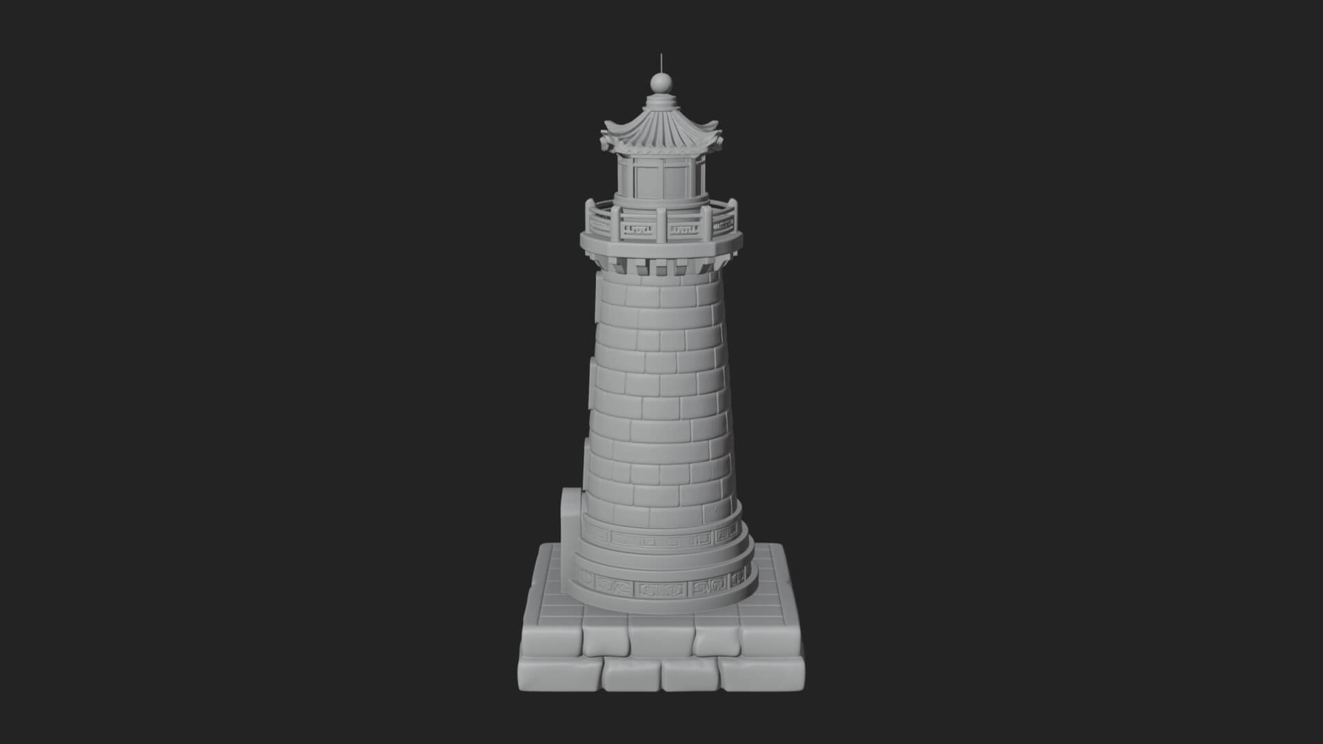 Stone Lighthouse Tower Design 2 3D Print Model 3D Model