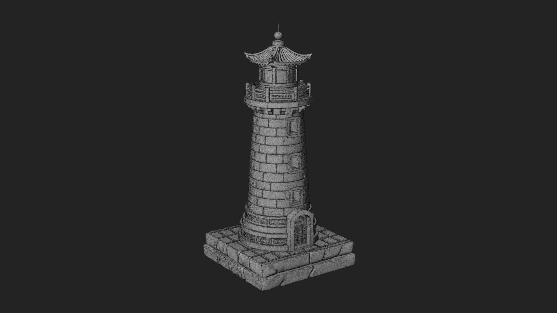 Stone Lighthouse Tower Design 2 3D Print Model 3D Model