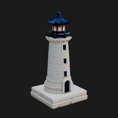 Stone Lighthouse Tower Design 2 3D Print Model