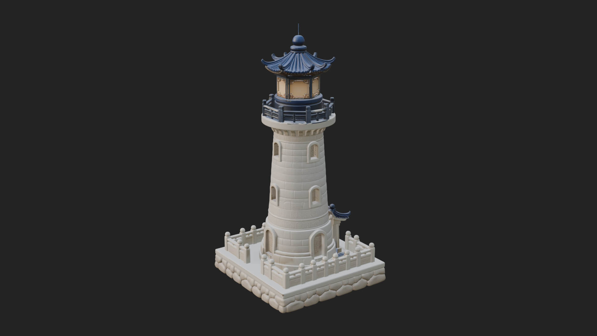 Stone Lighthouse Tower Design 3 3D Print Model 3D Model