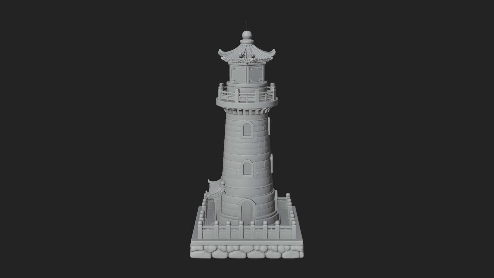 Stone Lighthouse Tower Design 3 3D Print Model 3D Model