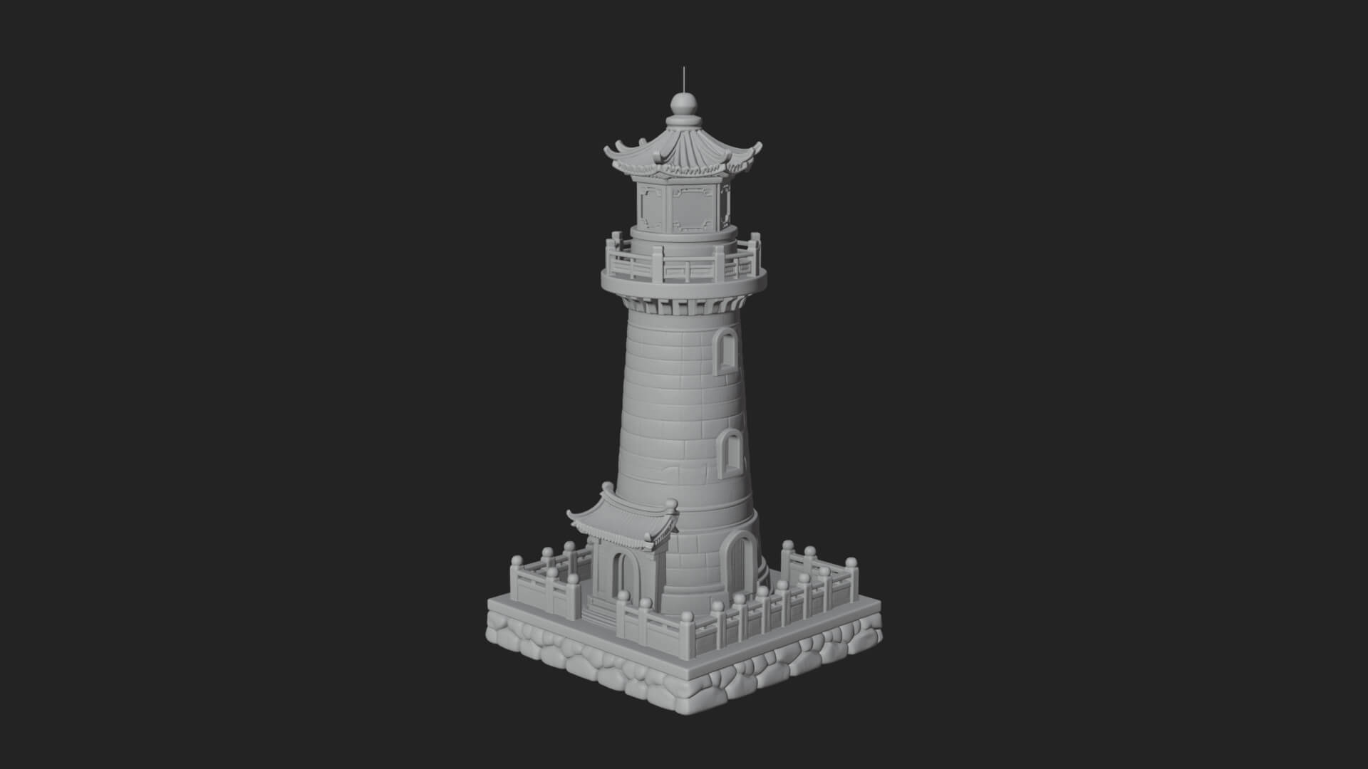 Stone Lighthouse Tower Design 3 3D Print Model 3D Model