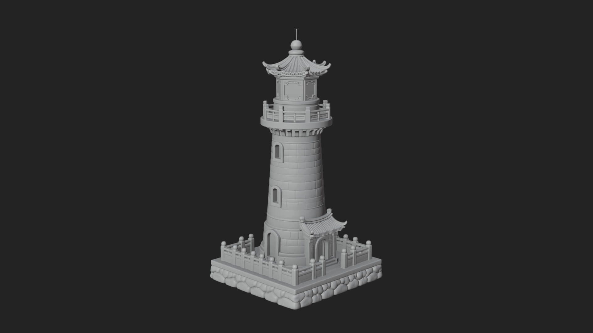 Stone Lighthouse Tower Design 3 3D Print Model 3D Model