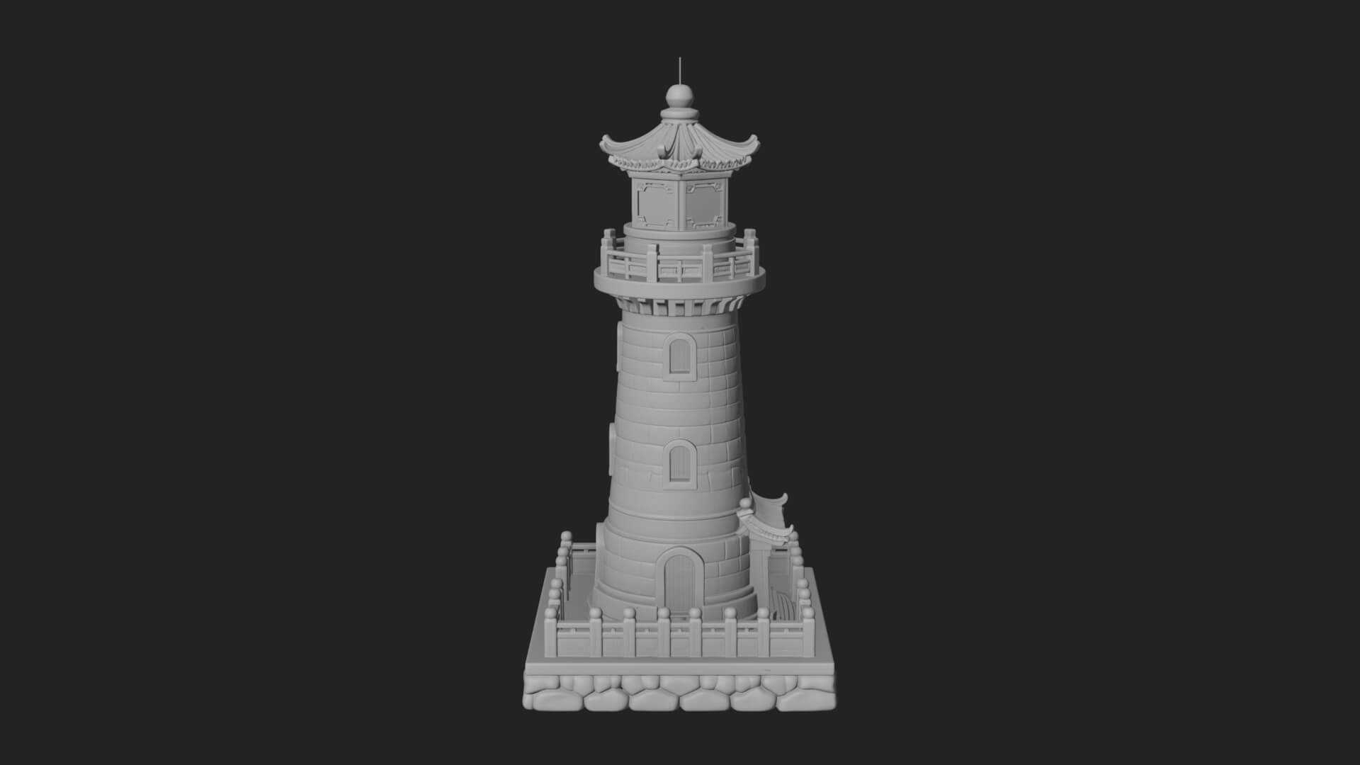 Stone Lighthouse Tower Design 3 3D Print Model 3D Model