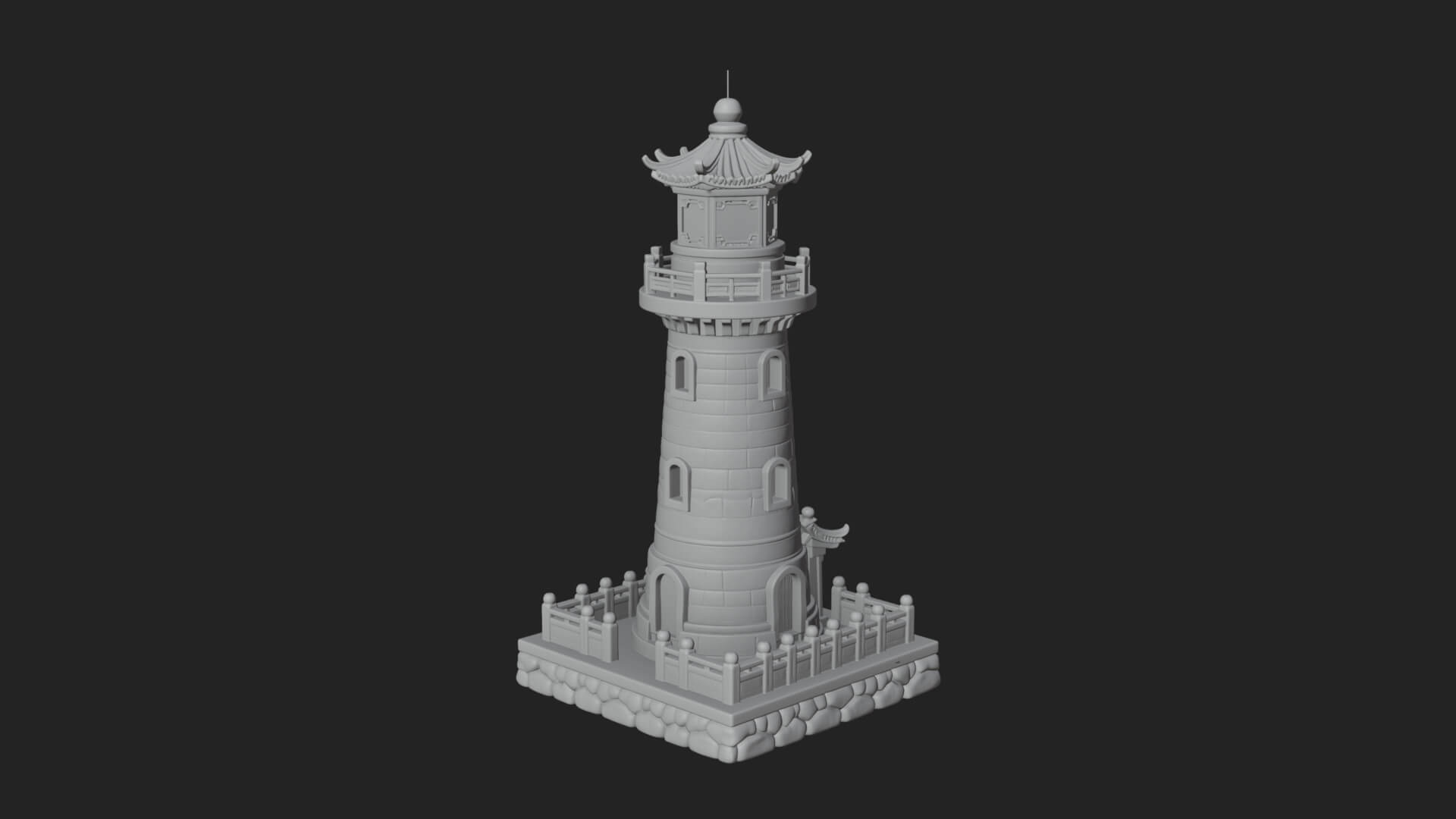 Stone Lighthouse Tower Design 3 3D Print Model 3D Model