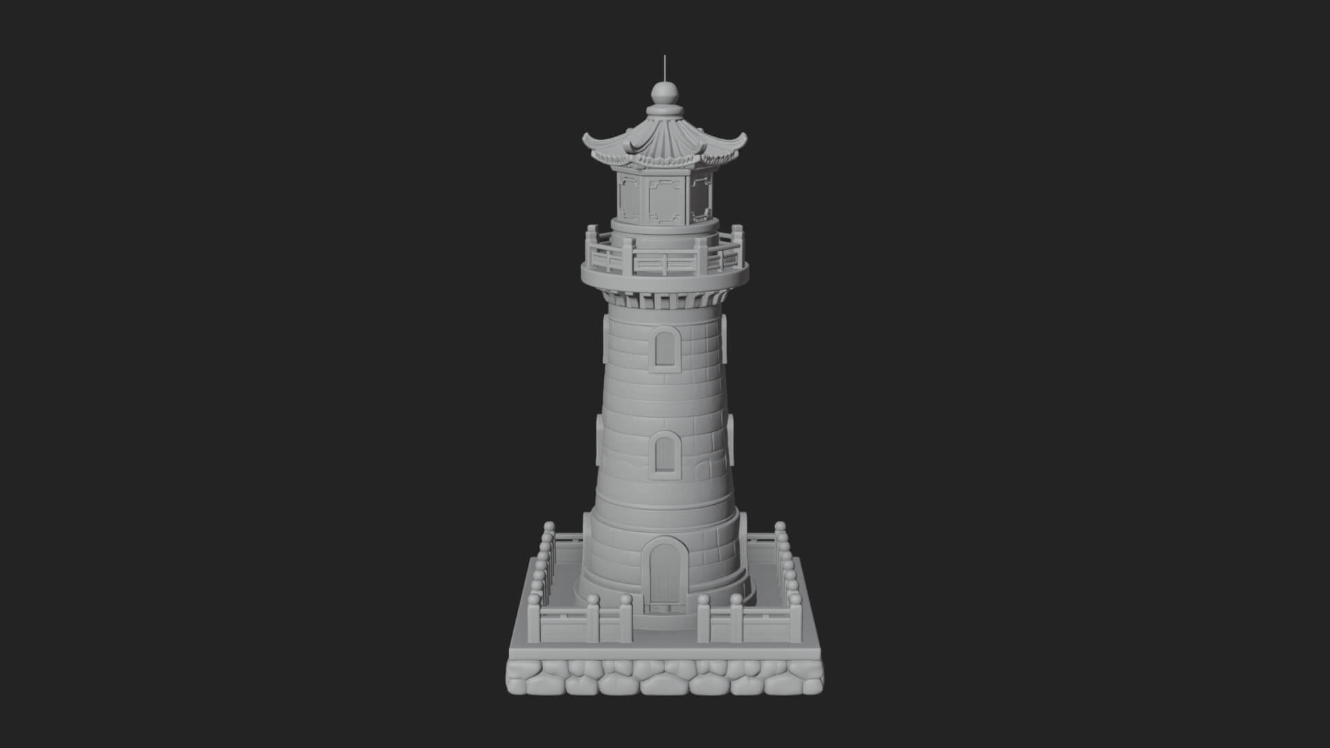 Stone Lighthouse Tower Design 3 3D Print Model 3D Model